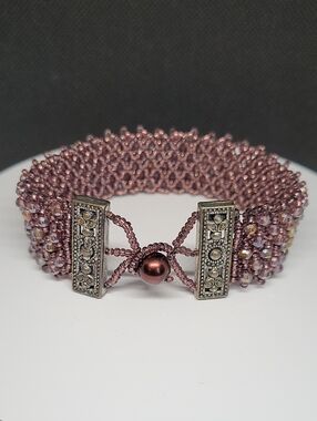 Handcrafted Purple Crystal Beaded Bracelet